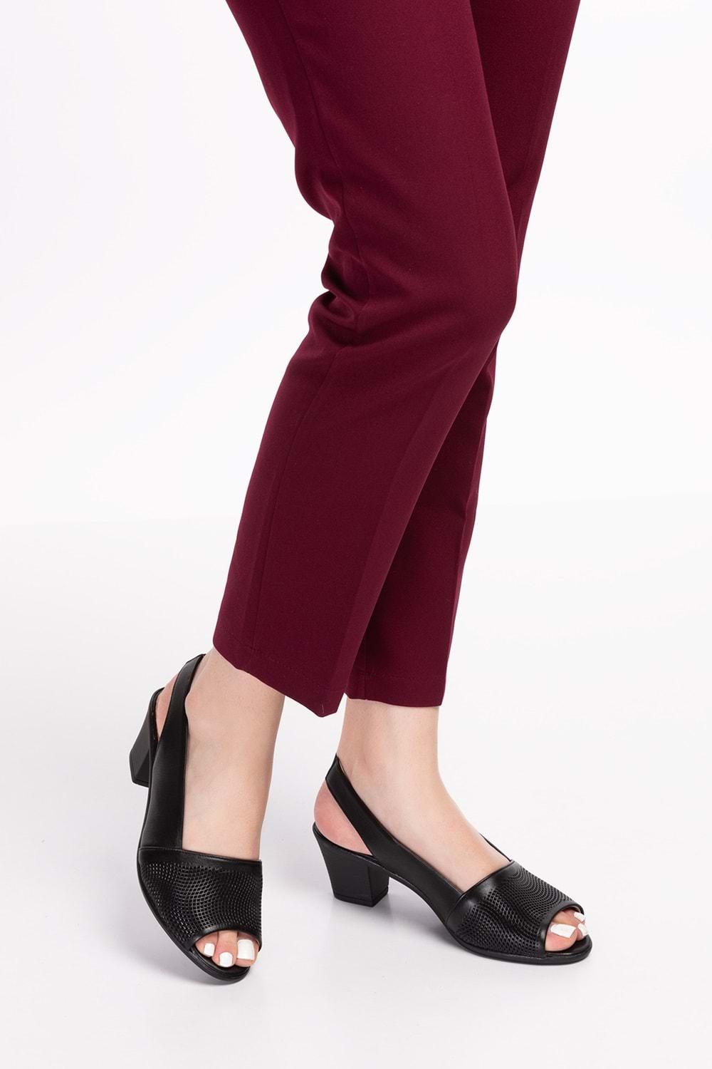 Gondol Kadın Hakiki Deri Klasik Topuklu Ayakkabı vdt.262 - Siyah - 34