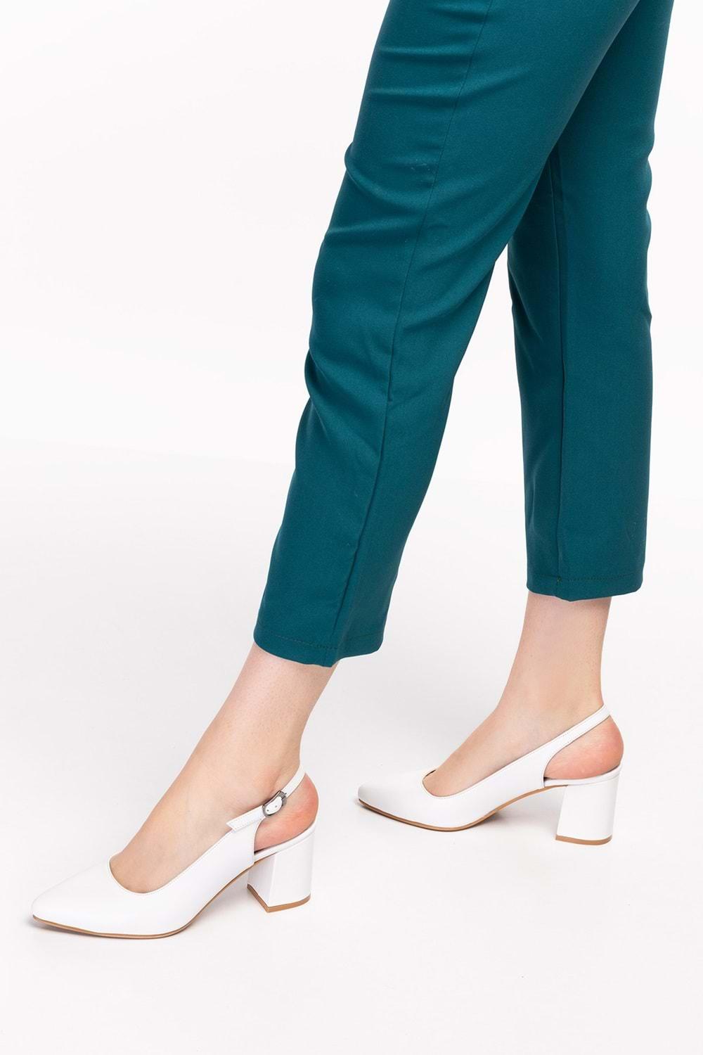 Gondol Kadın Hakiki Deri Klasik Topuklu Ayakkabı şhn.0034 - Beyaz - 36