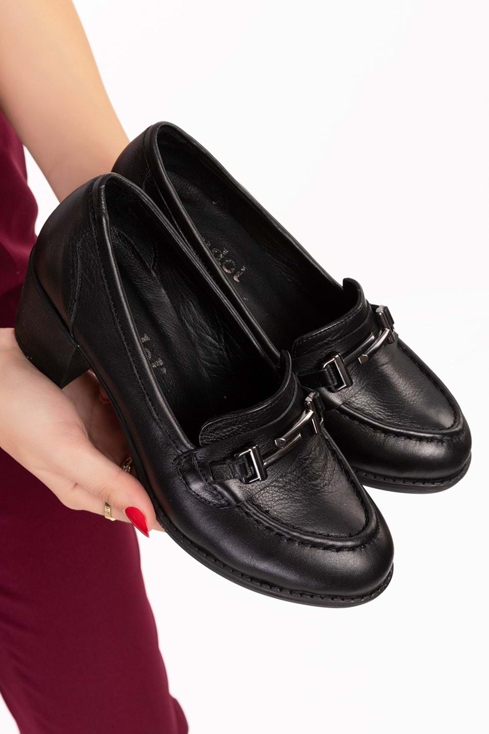 Gondol Kadın Hakiki Deri Rahat Topuklu Ayakkabı anl.7082 - Siyah - 40