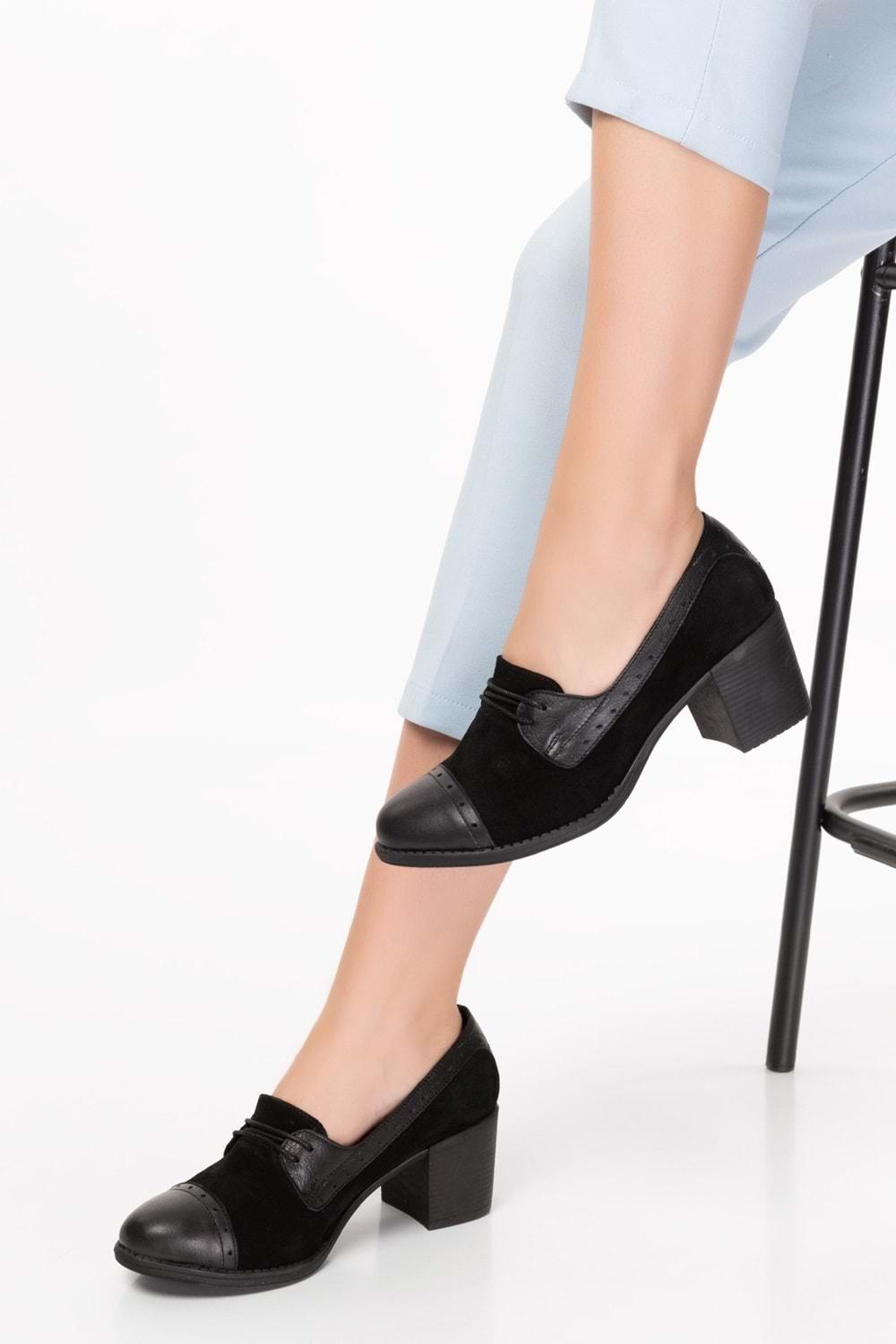 Gondol Kadın Hakiki Deri Rahat Topuklu Ayakkabı anl.7078 - Siyah - 40