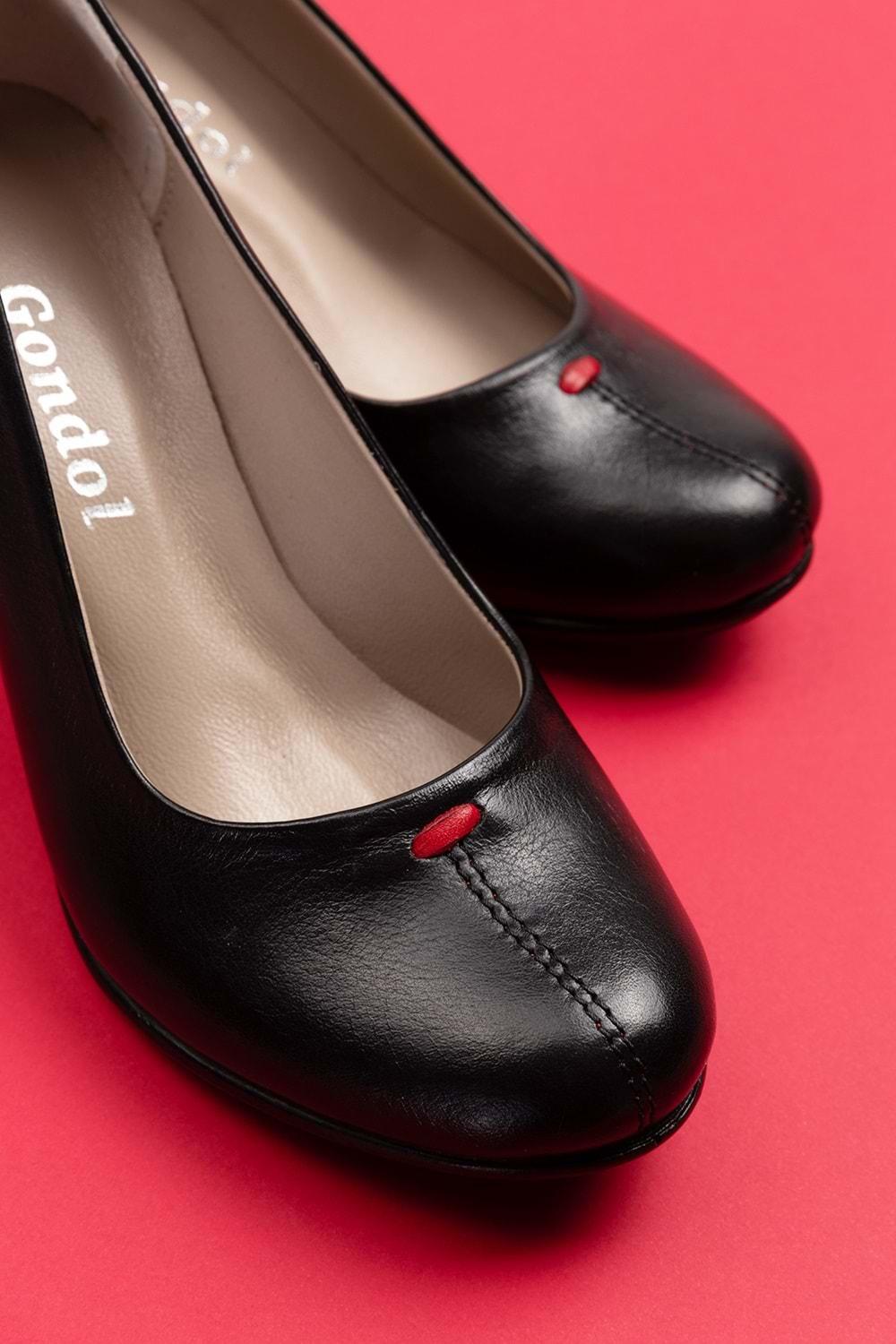 Gondol Kadın Hakiki Deri Klasik Topuklu Ayakkabı vdt.660 - Siyah - 40