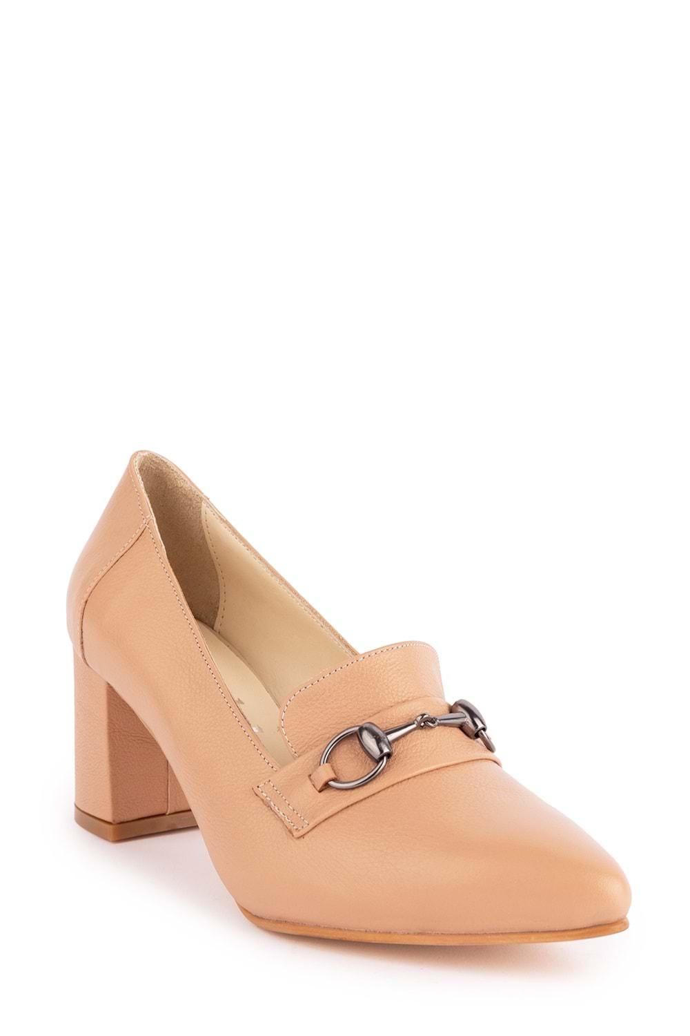 Gondol Kadın Hakiki Deri Klasik Topuklu Toka Detaylı Ayakkabı şhn.956 - Somon - 34