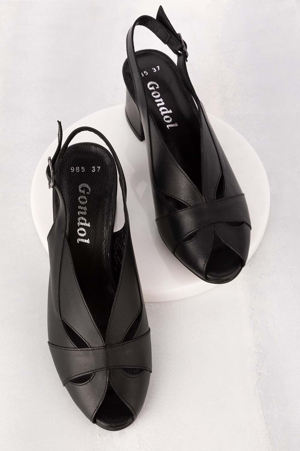 Gondol Hakiki Deri Klasik Topuklu Ayakkabı şhn.985 - Siyah - 40