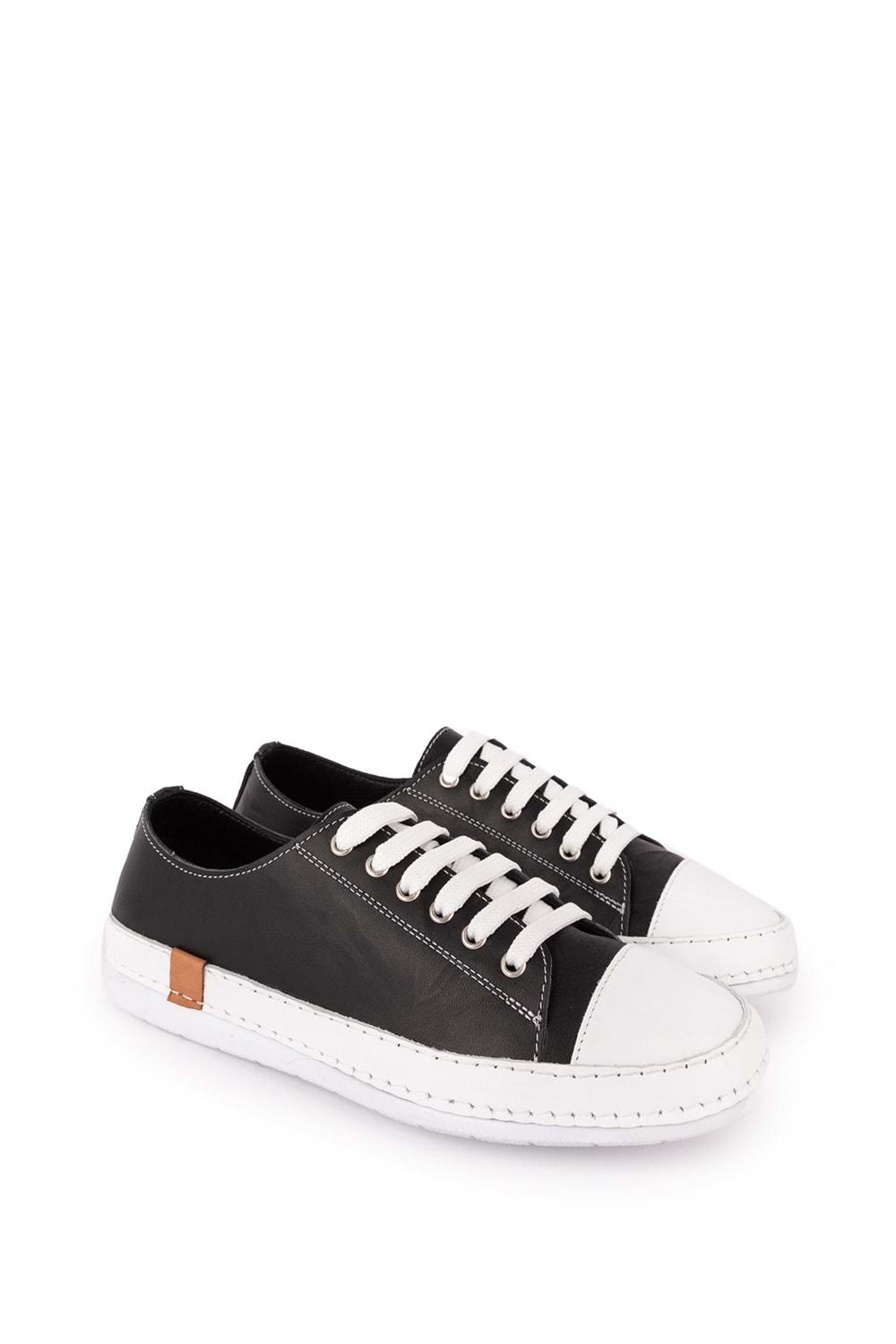 Gondol Içi Dışı Hakiki Deri Hafif Converse Tarz Ayakkabı usl.2136 - Siyah - 36