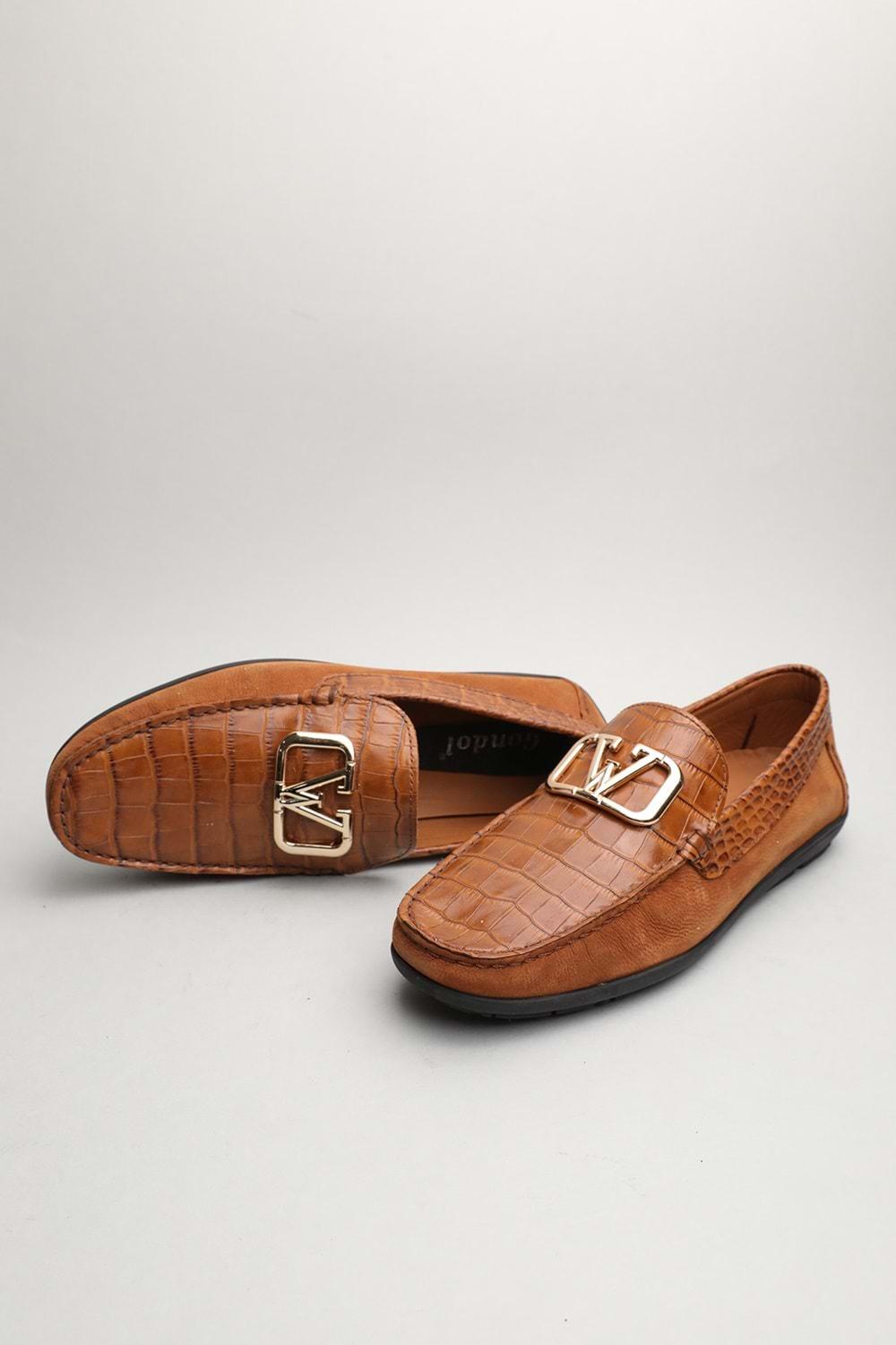 Gondol Erkek Hakiki Deri Klasik Loafer Taba Croco 41 ttx.60183