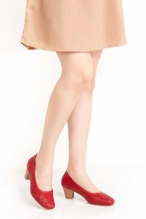 Gondol Hakiki Deri Klasik Topuklu Ayakkabı şhn.242y - kırmızı - 34