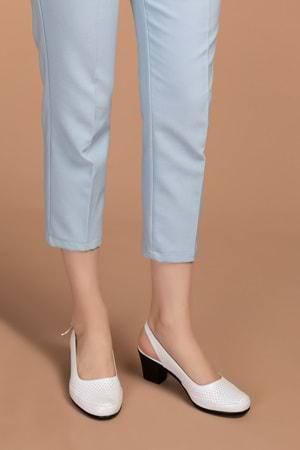 Gondol Kadın Hakiki Deri Klasik Topuklu Ayakkabı vdt.272 - Beyaz - 34
