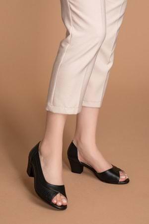 Gondol Kadın Hakiki Deri Klasik Topuklu Ayakkabı vdt.208 - Siyah - 34