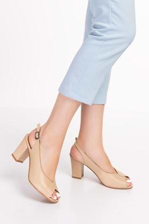 Gondol Kadın Hakiki Deri Klasik Topuklu Ayakkabı şhn.0091 - Bej - 36
