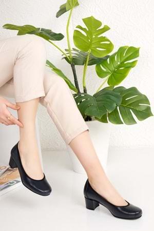 Gondol Kadın Hakiki Deri Rahat Günlük Topuklu Ayakkabı şhn.280 - Siyah - 34
