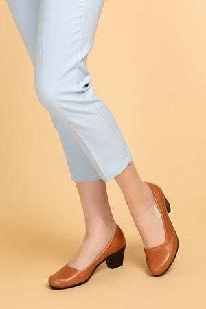 Gondol Kadın Hakiki Deri Klasik Topuklu Ayakkabı vdt.8080 - Taba - 35