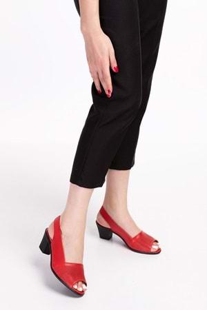 Gondol Kadın Hakiki Deri Klasik Topuklu Ayakkabı vdt.262 - kırmızı - 34