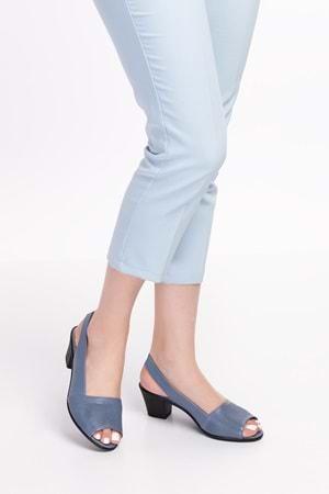 Gondol Kadın Hakiki Deri Klasik Topuklu Ayakkabı vdt.262 - Mavi - 34