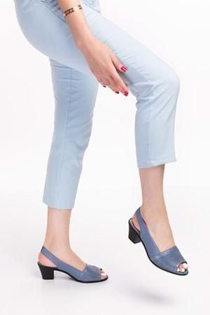 Gondol Kadın Hakiki Deri Klasik Topuklu Ayakkabı vdt.262 - Mavi - 34