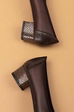 Gondol Kadın Hakiki Deri Rahat Günlük Topuklu Ayakkabı şhn.875 - Kahverengi - 34