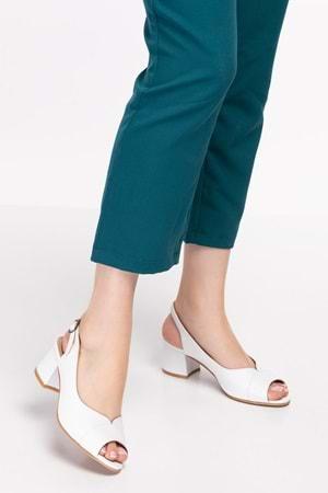 Gondol Kadın Hakiki Deri Klasik Topuklu Ayakkabı şhn.836 - Beyaz - 36
