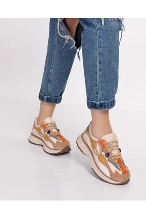 Gondol Sneakers Renkli Günlük Spor Ayakkabı mrs.6633 - Bej - 36