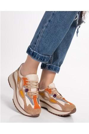 Gondol Sneakers Renkli Günlük Spor Ayakkabı mrs.6633 - Bej - 36