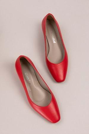 Gondol Hakiki Deri Kısa Topuklu Ayakkabı vdt.07 - kırmızı - 36