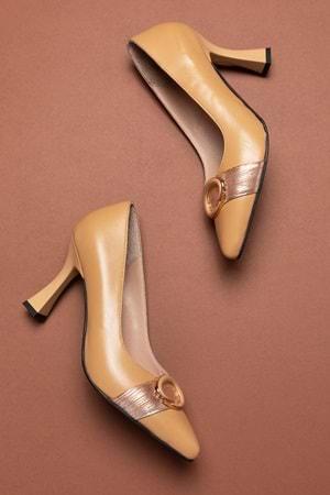 Gondol Kadın Hakiki Deri Stiletto Ayakkabı ast.6201 - Nude - 40
