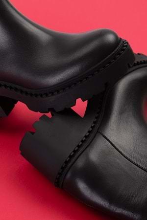 Gondol Hakiki Deri Kalın Taban Platform Topuklu Çizme vtg.23804 - Siyah - 40