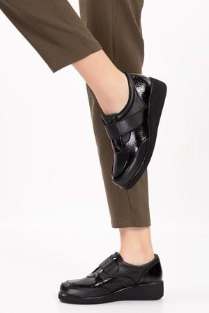 Gondol Hakiki Deri Anatomik Taban Cırtlı Kolay Giyim Ayakkabı tre.845 - Siyah - 40