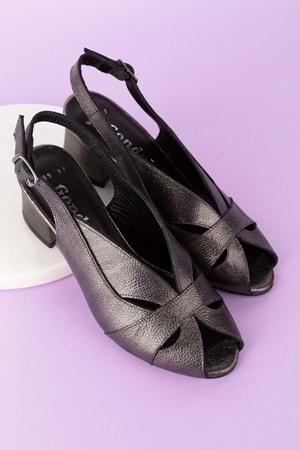 Gondol Hakiki Deri Klasik Topuklu Ayakkabı şhn.985 - Platin - 40