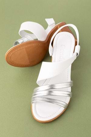 Gondol Kadın Hakiki Deri Topuklu Şık Ayakkabı tlh.603 - Beyaz Gümüş - 40