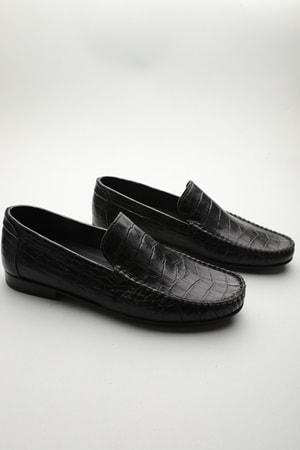 Gondol Erkek Hakiki Deri Klasik Loafer Siyah Croco 42 ttx.601192