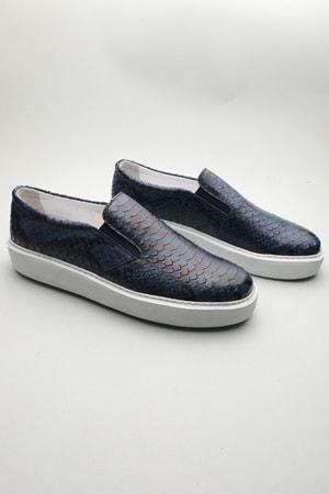 Gondol Erkek Hakiki Deri Klasik Loafer Mavi Yılan 46 ttx.601199