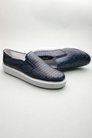 Gondol Erkek Hakiki Deri Klasik Loafer Mavi Yılan 46 ttx.601199