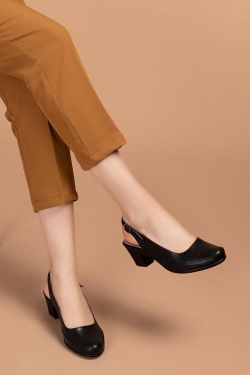 Gondol Kadın Hakiki Deri Klasik Topuklu Ayakkabı vdt.272 - Siyah - 35