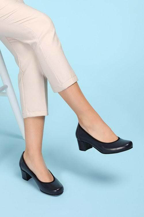 Gondol Kadın Hakiki Deri Rahat Günlük Topuklu Ayakkabı şhn.280 - Lacivert - 34