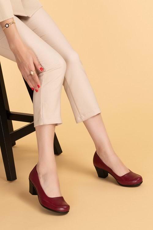 Gondol Kadın Hakiki Deri Klasik Topuklu Ayakkabı vdt.8080 - Bordo - 34