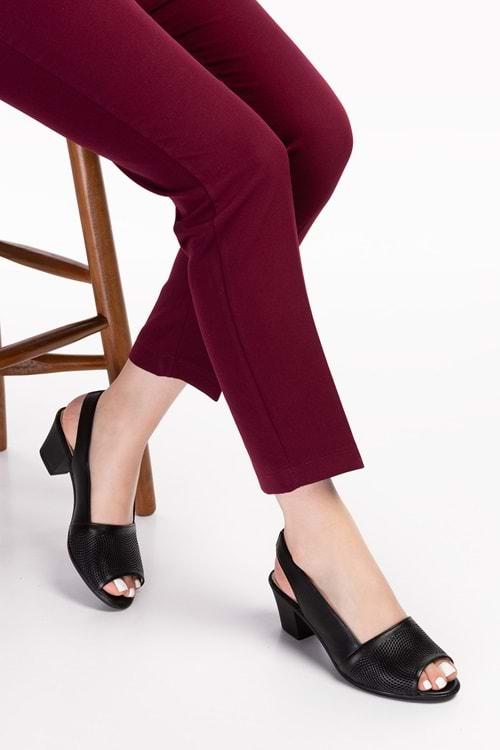 Gondol Kadın Hakiki Deri Klasik Topuklu Ayakkabı vdt.262 - Siyah - 34