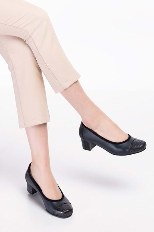 Gondol Kadın Hakiki Deri Rahat Günlük Topuklu Ayakkabı şhn.875 - Lacivert - 34