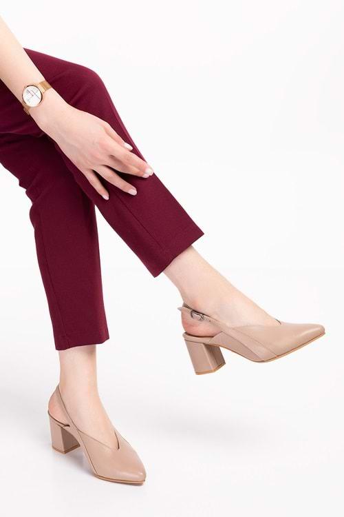 Gondol Kadın Hakiki Deri Klasik Topuklu Ayakkabı şhn.813 - Vizon - 34