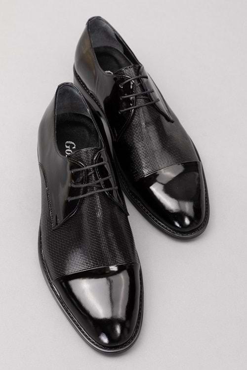 Gondol Erkek Hakiki Deri Klasik Damat Ayakkabı pş.75 - siyah rugan - 40