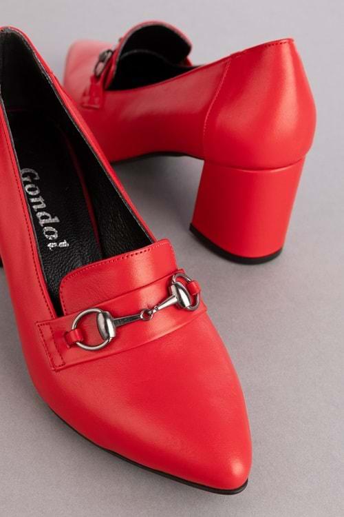 Gondol Kadın Hakiki Deri Klasik Topuklu Toka Detaylı Ayakkabı şhn.956 - kırmızı - 40
