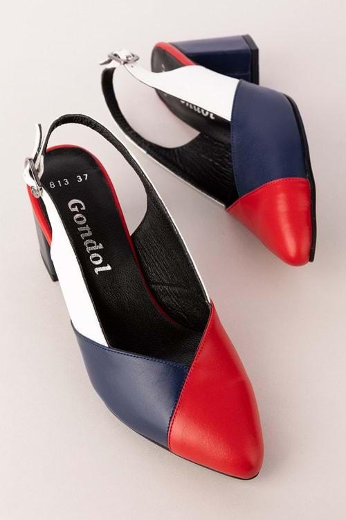 Gondol Hakiki Deri Renkli Kombin Şık Topuklu Ayakkabı şhn.815 - Tommy - 40